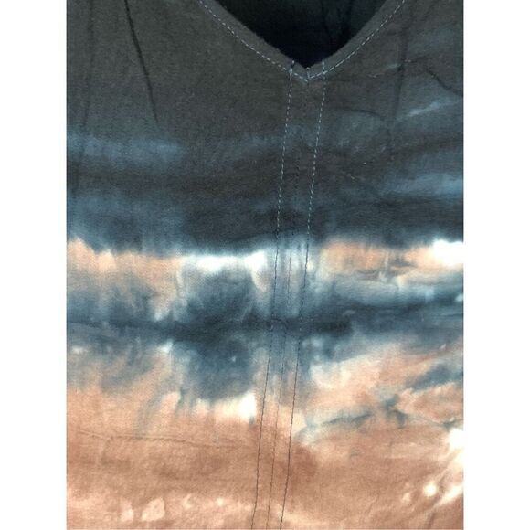 Versona Women's Tie-Dye Pullover V-Neck Long Sleeve Top Black Brown Size Medium - Picture 7 of 8